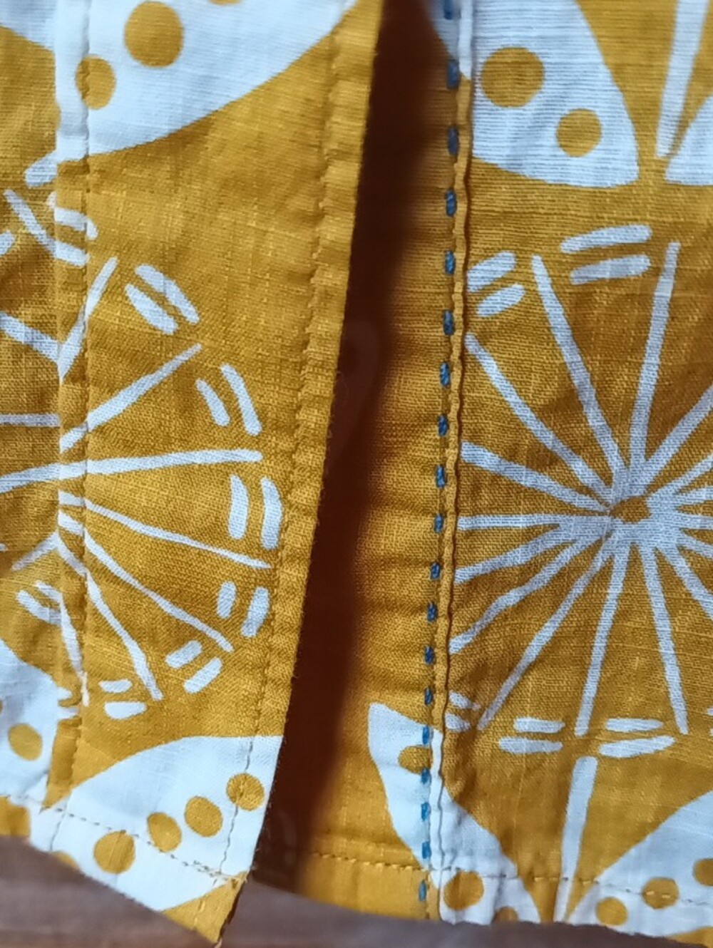 Boden Mustard Yellow Sleeveless Button-Down Top with White Floral Print - Picture 3 of 9